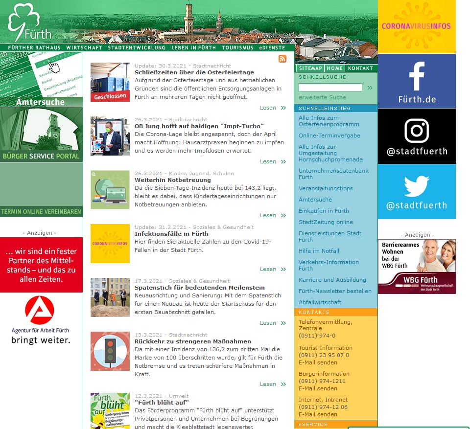 Screenshot webseite Fürth